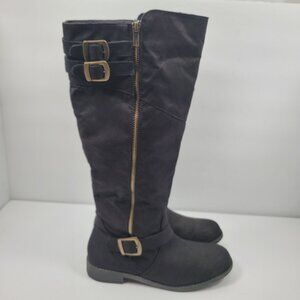 Just Fab Zobia Women's Black High Keen Zipper Boots US Size 8.5